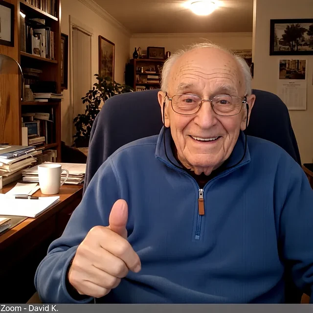 Webcam testimonial screenshot from David K.