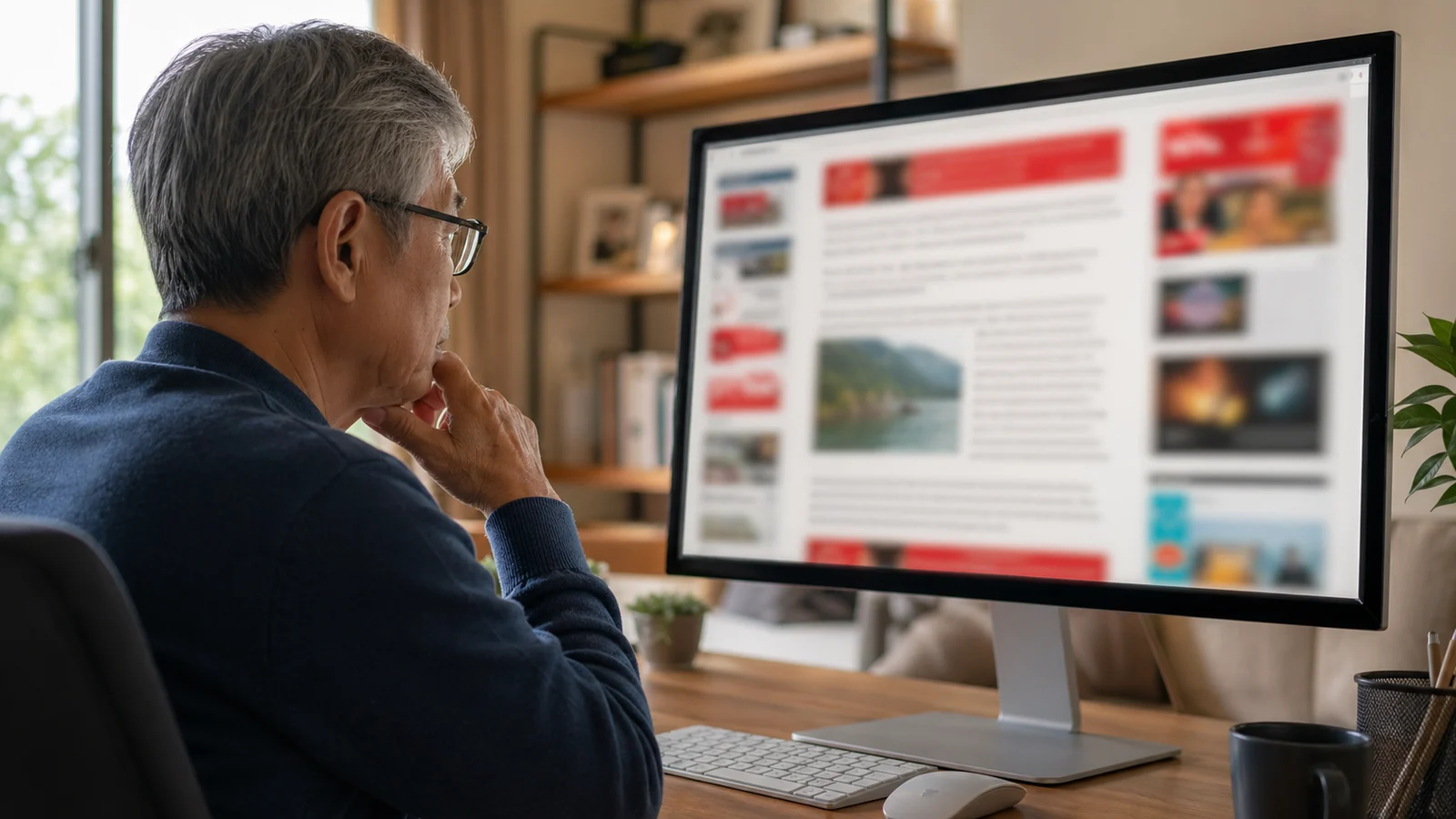 Text-free browser protection illustration with intrusive ad cards pushed away from a readable article page.