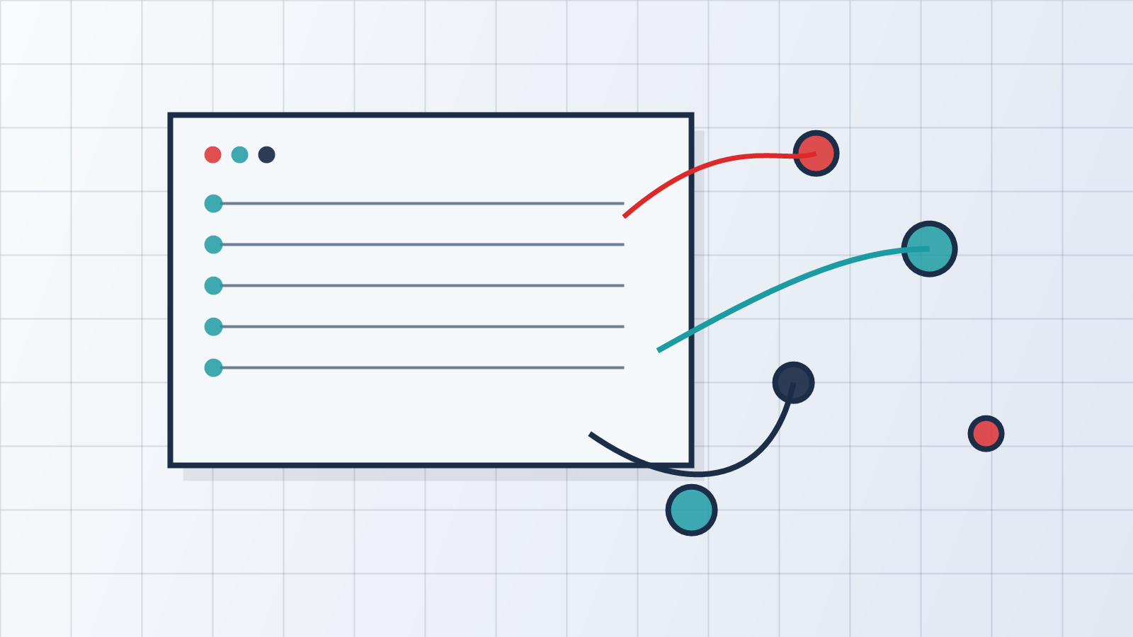 Abstract browser tracking map with cookie nodes and privacy signal paths.
